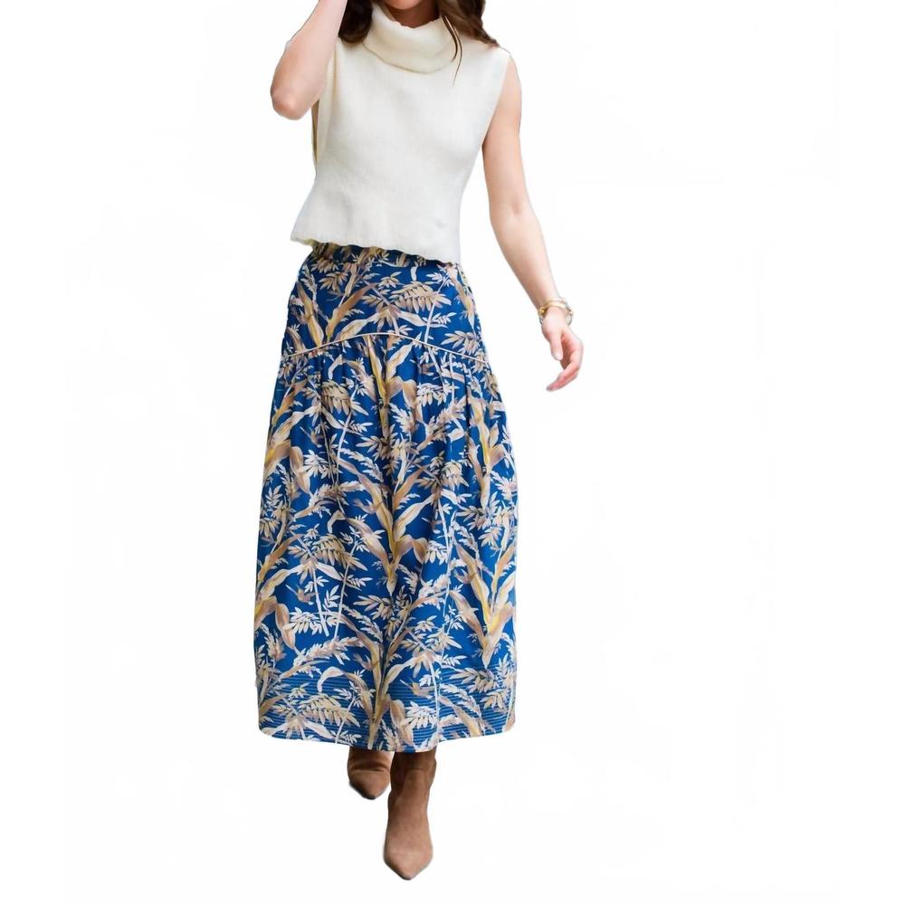 NEW ELIZABETH JAMES THE LABEL phoebe maxi skirt in foliage - Picture 3 of 3